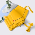 Yellow sun umbrella with blue stripes, red hearts, and a unique bow-knot J-handle - Lemon Yellow Two Hearts With Black Glue Coating