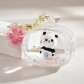 Portachiavi panda con glitter liquidi e ciondolo in acrilico con fiore di ciliegio - Forma TV e Ciondolo Sakura / Bianco