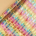 Kraft birthday wrapping paper with iridescent laser foil Happy Birthday lettering - Birthday Series - Foil Gold Letters/Roll