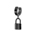 Unisex punk style black metal ear clip featuring a solid lock pendant and minimalist design - Lock Shape / Ear Clip (Non-Pierced) / Black