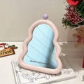 Miroir de maquillage rose en forme de sapin de Noël avec motif Merry Christmas et boule - Miroir de Noël Rose