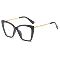 Cat-eye bril met dik zwart montuur en slanke gouden metalen pootjes met heldere glazen - Zwart Goud Frame C1