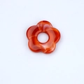 Red acrylic five-petal flower bead with a smooth resin finish and central hole - Orange Red Marble