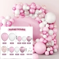 Pink balloon arch kit with macaron pink, white, and rose gold metallic latex balloons - Pink White Rose Gold Sequins Style (Set 033)