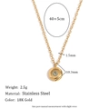 18K gold plated stainless steel necklace with round light blue birthstone pendant - Round Disc Necklace (N3278_Gold_3) / Gold-March (Aquamarine)