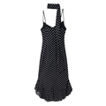 Ärmelloses schwarzes Polka-Dot-Minikleid mit Neckholder und Rüschensaum für den Sommer - S / Schwarzer Polka Dot