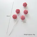 Red and white striped Christmas ball branches ornament, length 55cm for tree decor - Christmas Ball Stem