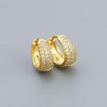 Gold plated 925 sterling silver huggie earrings with pave setting clear cubic zirconia - 925 Silver / Gold (White Stone)