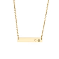 Gold vertical bar necklace featuring a heart engraving and clear December birthstone - Transparent Stone Style (KN202641-KFC)