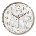 Modern 12-inch silent wall clock with marble dial texture and rose gold frame - 016M White Marble Texture-Rose Gold Frame