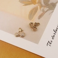 Detailed view of gold cherry pendants featuring pave-set zircons and hollow back design - 5# Clear Cherry