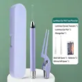 Lighted earwax removal kit in lilac purple with LED tweezers and storage case - Luminous 4-Piece Set / Family Pack / Lilac Purple