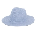 Sombrero Fedora clásico de paja trenzada azul claro con ala plana para playa y protección - Azul cielo