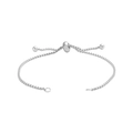 Adjustable stainless steel bolo bracelet with sliding clasp and bead chain on white background - Cross Type / Steel