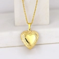 Golden heart locket pendant necklace with polished finish on a stainless steel O-chain - Ruyi Heart 22*20/Gold
