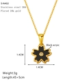 Detailed view of cherry blossom necklace dimensions with 18k gold chain and measurements - Black Cherry Blossom Flower Pendant (S-N402)