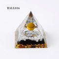 Obsidian and tiger eye crystal ball life tree resin pyramid with gold leaf details - Ball016