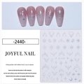 Laser silver nail stickers with holographic stars, moons, and hearts, style JO-2440 - 2440 / Laser Silver