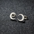 Polished stainless steel crescent moon stud earrings for women in a minimalist silver style - Moon / Steel