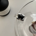 Minimalist S925 sterling silver necklace with a sleek black onyx square pendant - Black Agate Pendant (DZ008)
