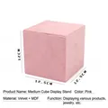 Soporte de exhibición de joyas en terciopelo rosa y MDF, base de 12,5x12cm para collares - Soporte de exhibición cuadrado mediano