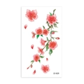 Pink cherry blossom flower temporary tattoo sticker model LY-420 for collarbone and skin - Pink Peach Blossom Floral Branch Style (LY420)