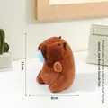 Brown Capybara plush keychain with blue bubble design, 11cm height, soft stuffed animal - Brown Non-retractable Snot Capybara / (without Pendant) 11cm-14cm