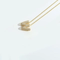 Gold bubble initial M pendant necklace with sparkling micro-paved zircons for women - Letter W