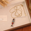 Golden stainless steel fish pendant necklace with blue and red enamel on snake chain - Blue Red Light Blue Articulated Fish (9#)