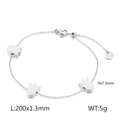 Pulsera de acero inoxidable plateado con colgantes de tulipán y cadena ajustable - Color Acero (KB138259-GC)