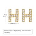 Zirconia encrusted gold H-letter stud earrings for women made of copper with 7mm height - Letter H