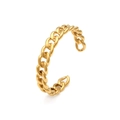 Anillo de cadena cubana ajustable en acero inoxidable chapado en oro 18K con esmalte - Estilo de Cadena Cubana Plana