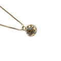 Gold box chain necklace with a blue star pattern spherical pendant for women - Blue Crescent