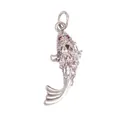 Pendentif carpe koi en cuivre argenté serti de zircons blancs étincelants - K642955-White Gold Koi