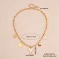 Collana in acciaio inossidabile dorato con ciondoli a cuore, sole e ciliegia e misure - Cuore in Finta Conchiglia & Ciliegia (3#仿贝爱心)