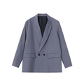 Chaqueta americana gris de mujer cruzada con solapa clásica y bolsillos con solapa - XS / Azul claro