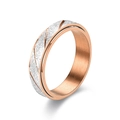 Macro view of two-tone ring with frosted silver band and rose gold interior - Rose Gold