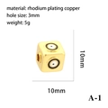 Perle carrée Mauvais Œil pour création de bijoux DIY en cuivre plaqué or - Cube A-1 / Oeil Noir et Blanc