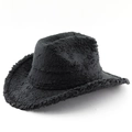 Classic black faux rabbit fur cowboy hat for autumn and winter featuring a warm fuzzy texture - M (56-58cm) / Black