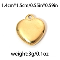 Golden 304 stainless steel heart-shaped pendant with dimensions 1.4cm by 1.5cm - TP0761-Gold-1.4x1.5cm