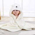 Soft white hooded baby towel with bear ears made of absorbent coral fleece fabric - 80x80cm / White Bear