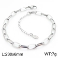 Polished silver stainless steel square link anklet with lobster clasp and extension - Silver Twisted Chain (KJ3732-Z)