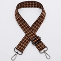 Adjustable wide replacement bag strap with classic brown and black houndstooth pattern - No. 339 Gunmetal Hook