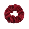 Elegant wine red satin oversized scrunchie with smooth glossy silk-like texture - Burgundy