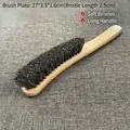 Spazzola per scarpe in legno di faggio con manico lungo e setole di cavallo, 27cm - Spazzola per abiti in crine di cavallo a manico lungo nero (A-126)