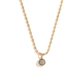 Collar de cadena de cuentas de oro de 18K con colgante redondo de piedra natural - Cadena de Bolitas Mini Piedra Natural (N3096) / Dorado
