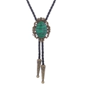 Western bolo tie with antique bronze crown frame and green striped malachite gem - 35 (Bronze with Malachite Texture)
