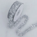 Glänzendes silbernes Lametta-Band auf weißer Spule für Weihnachts-Deko und Bastelarbeiten - Silbernes Lametta (10 Yards)