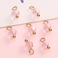 Pink 4mm faceted glass bead charms with gold metal findings for DIY jewelry making - Light Pink Bicone Bead