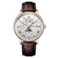White Dial Rose Gold Case Brown Strap